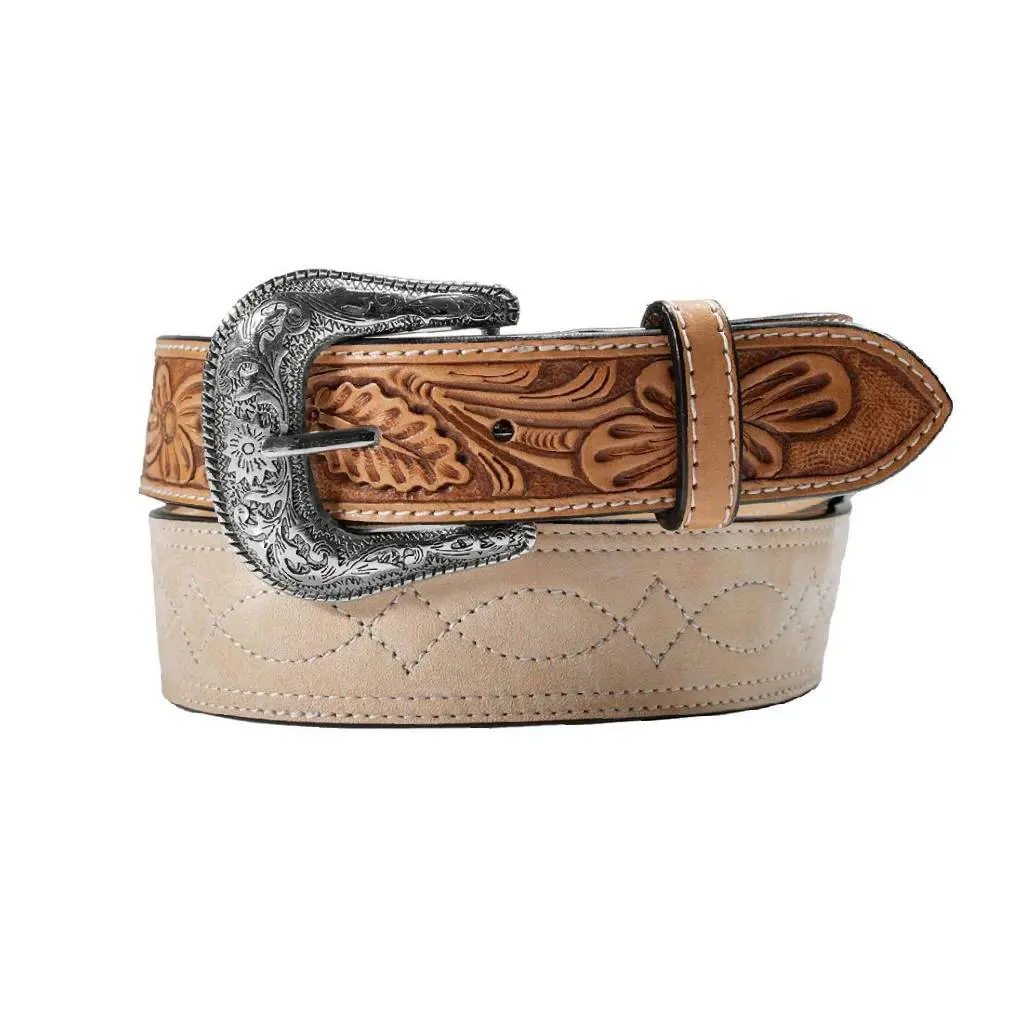 Nocona Men's 1 7/8 - 1 1/2" Roughout Natural Boot Stitch Belt 1