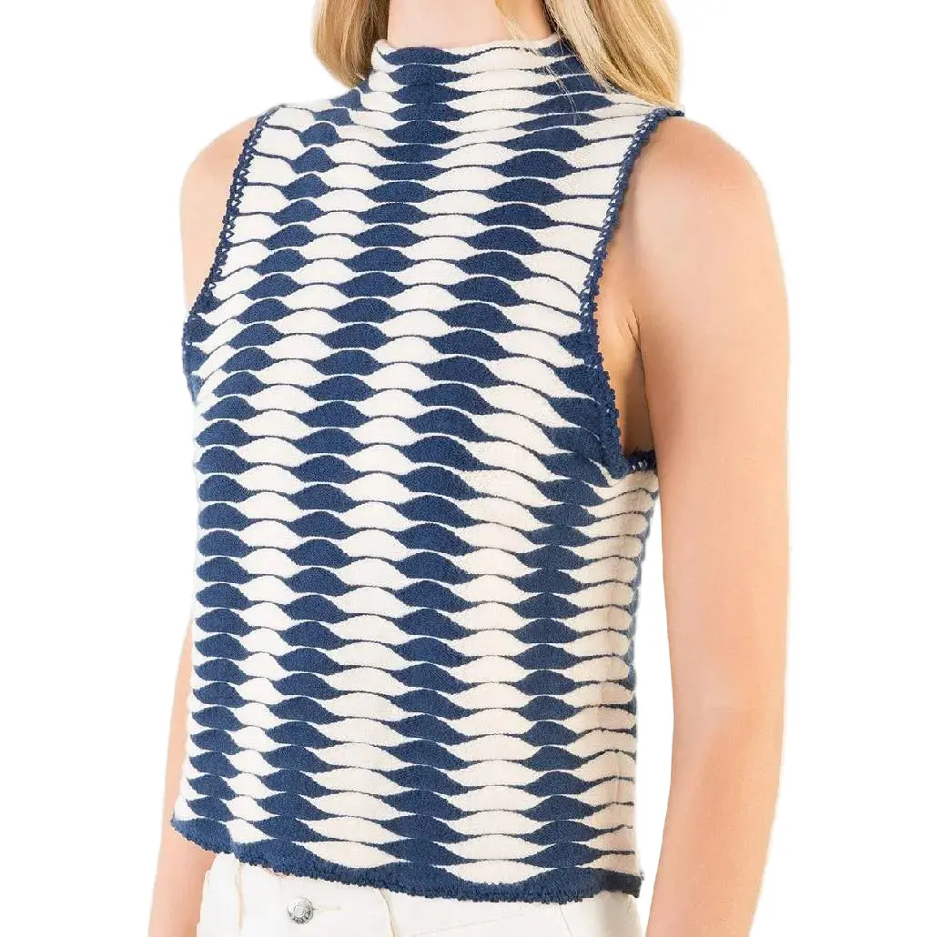 Striped Navy Knit Top 1