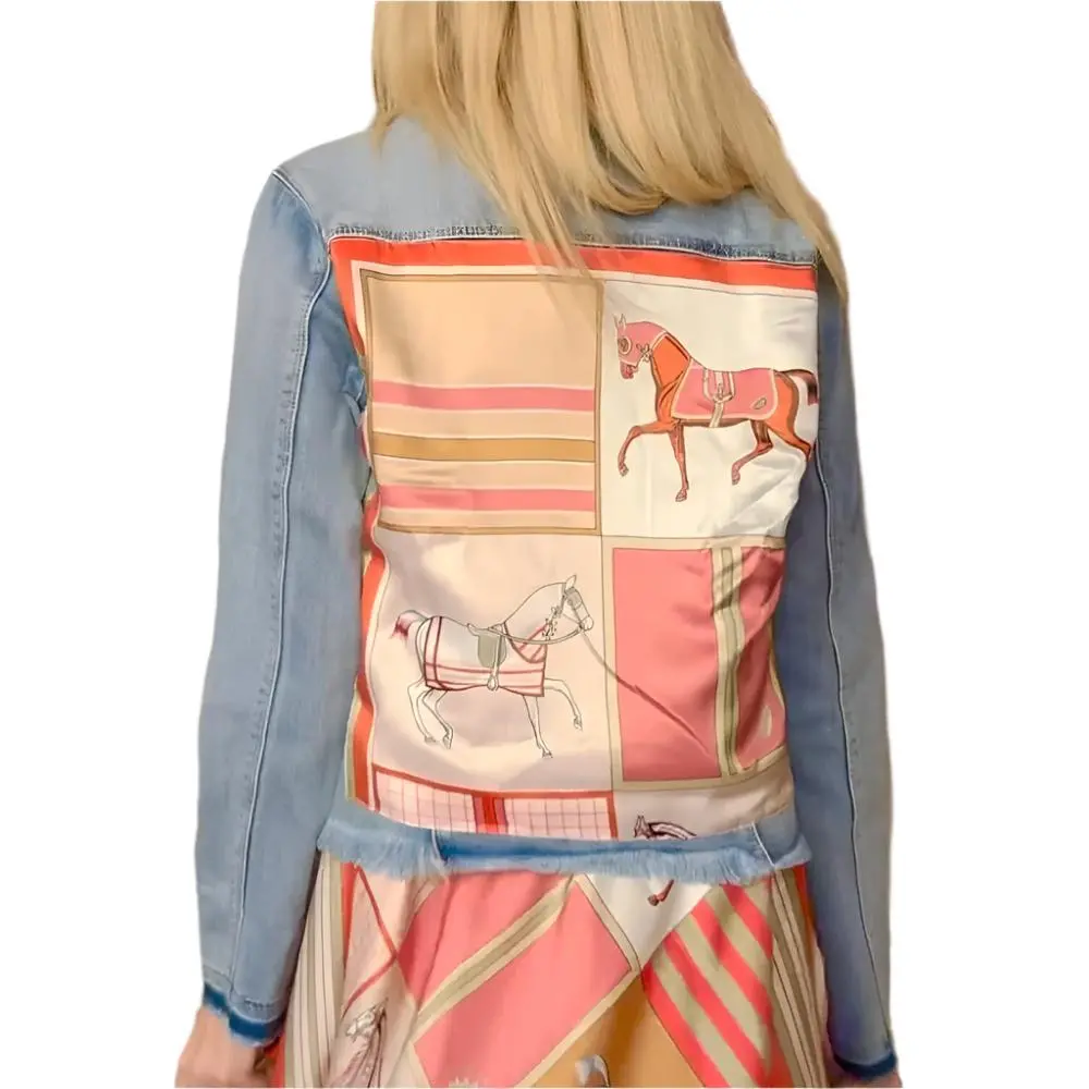 Stacy Bradley Coral Horse Denim Jacket 1