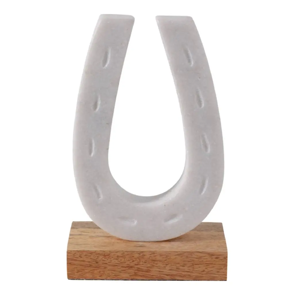 Sagebrook Home Marble Horseshoe On Wood Base 1