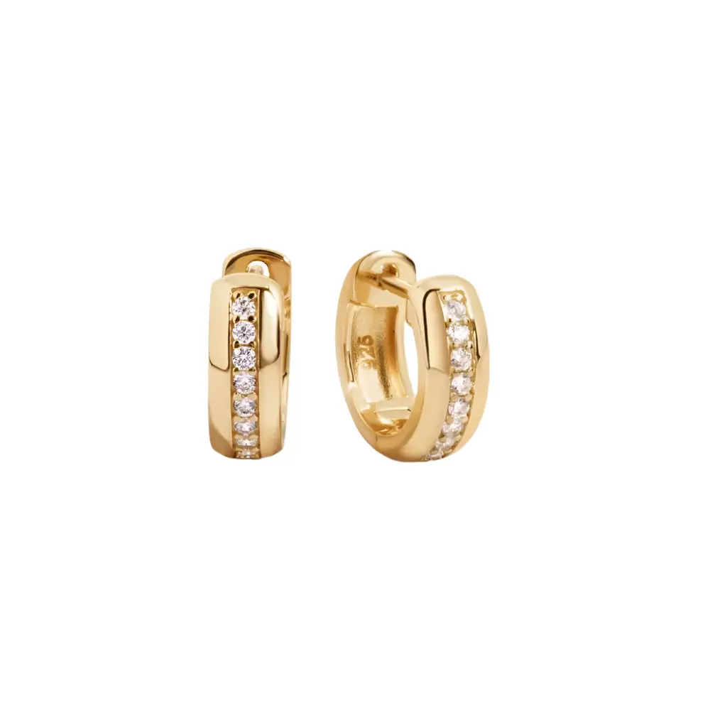 Striped Huggie Earrings - Gold Diamond 1