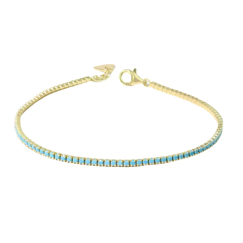 Turquoise Tennis Bracelet - 8" Gold 1
