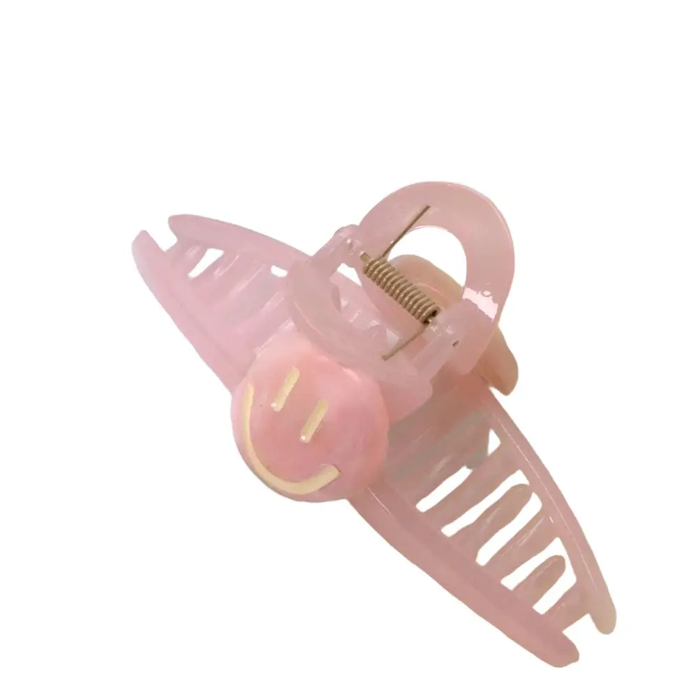 Acrylic Smiley Hair Claw Clip - Pink 1