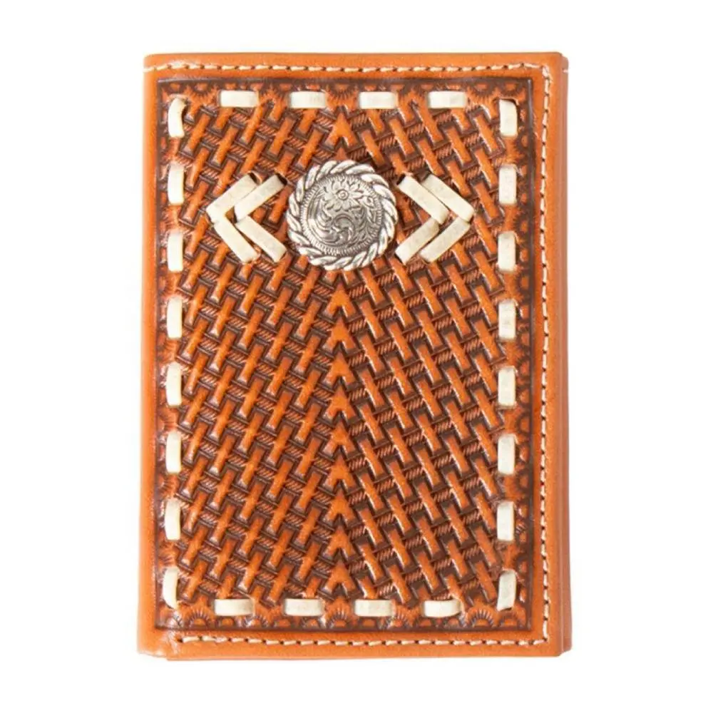 Nocona Rawhide Buck Lace Concho Trifold Wallet 1