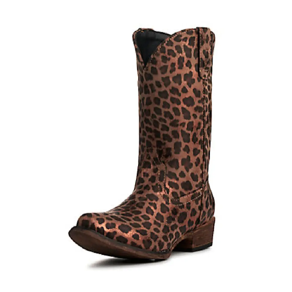 Roper Girl's Faux Leather Metallic Leopard Boot 1