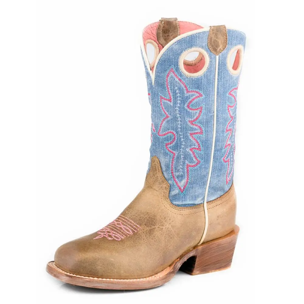 Roper Girl's Ride 'Em Cowgirl Oiled Brown Boot - Final Sale 1
