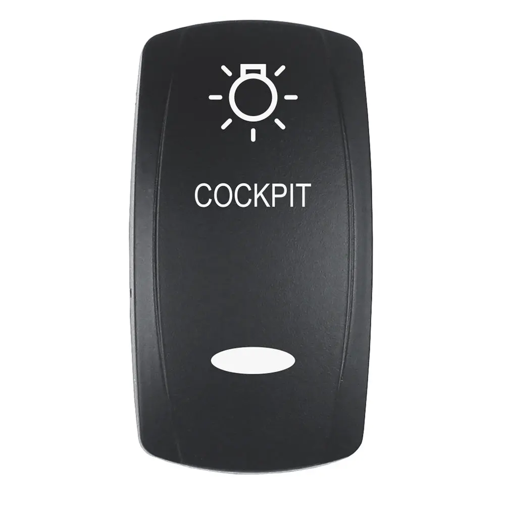 Pacer Actuator - 'Cockpit' F/V Series Contura Switches - Black - Laser Etched (Top/Bottom Light) [Ev2le-Ckpt] 1
