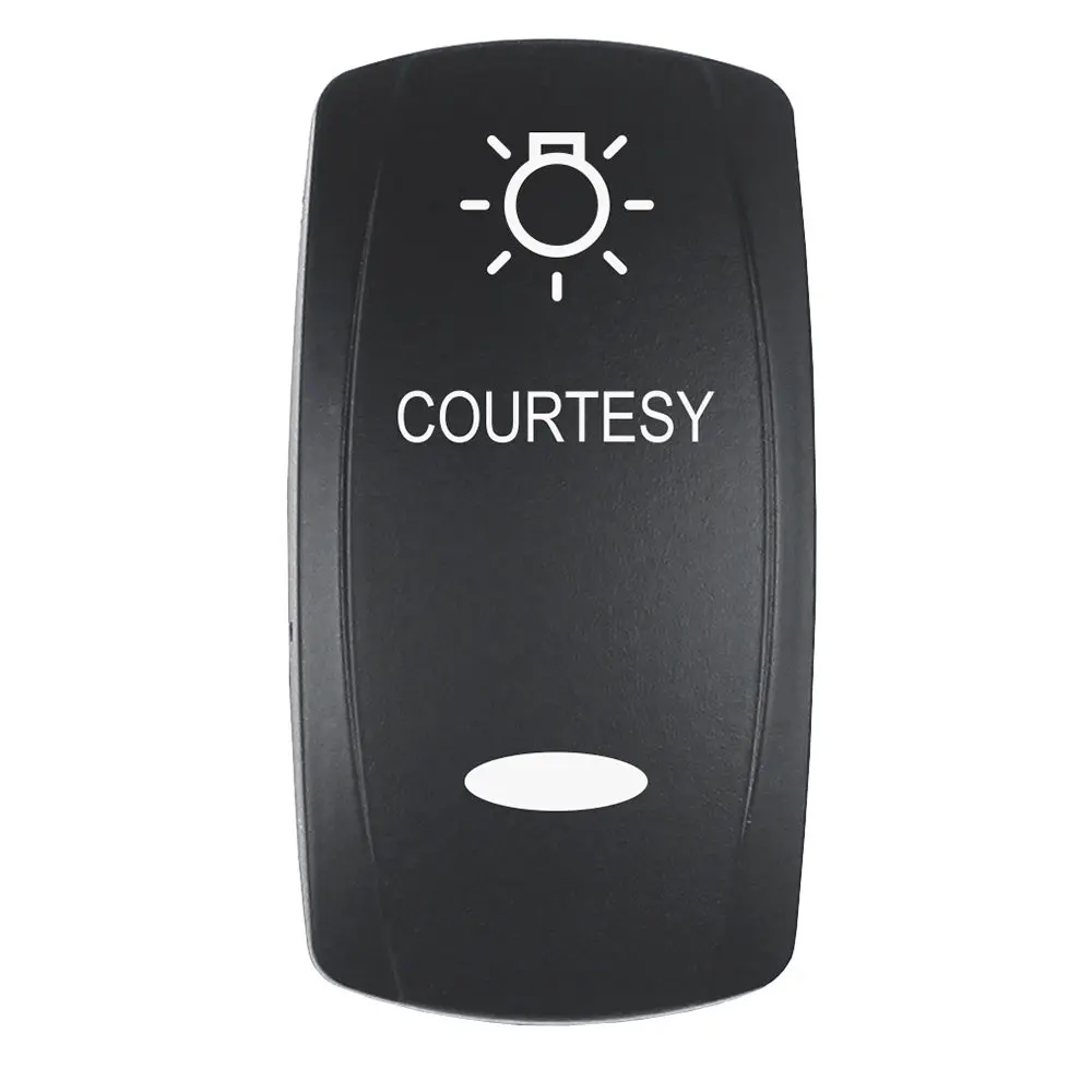 Pacer Actuator - 'Courtesy' F/V Series Contura Switches - Black - Laser Etched (Top/Bottom Light) [Ev2le-Ctsy] 1