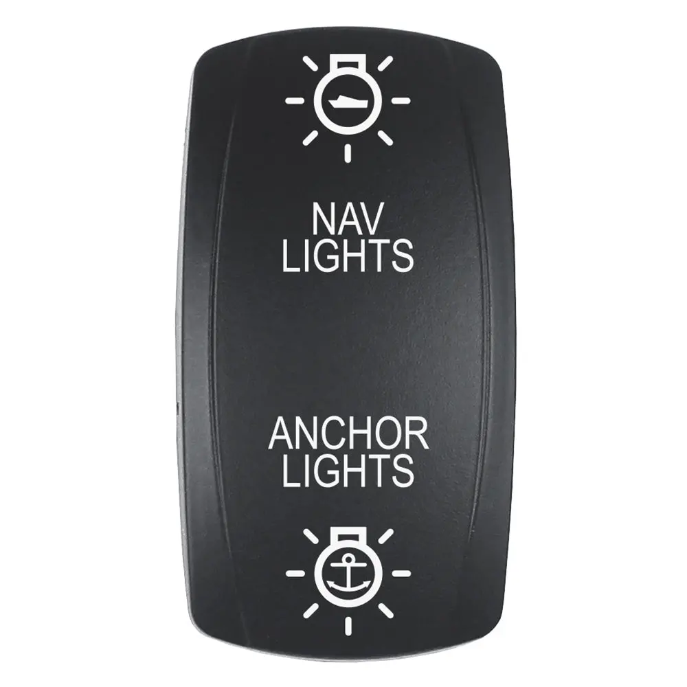 Pacer Actuator - 'Nav/Anc' F/V Series Contura Switches - Black - Laser Etched (Top/Bottom Light) [Ev2le-Navanc] 1